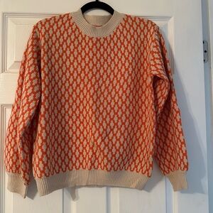 Orange and Cream Patterned Sweater